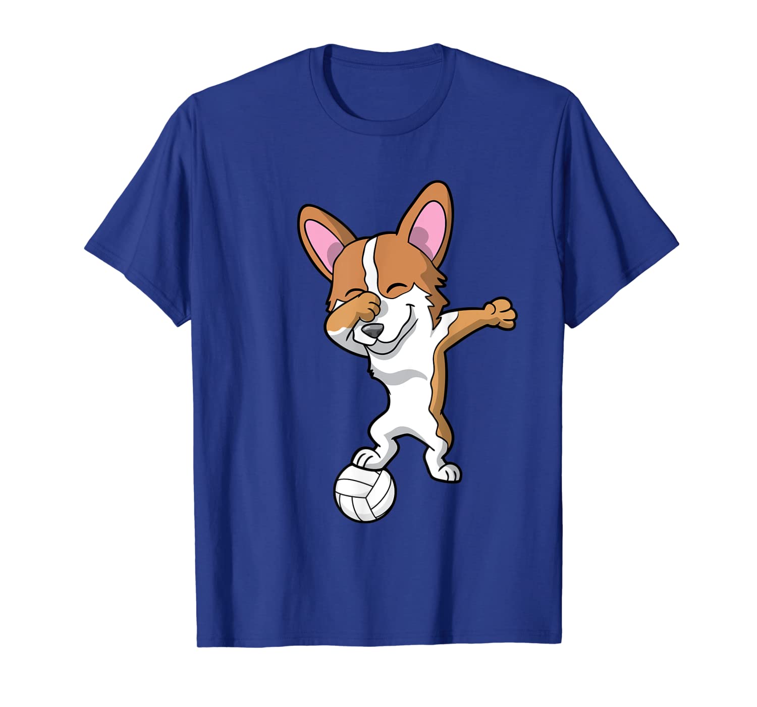 

dabbing corgi dog volleyball t-shirt gift, White;black
