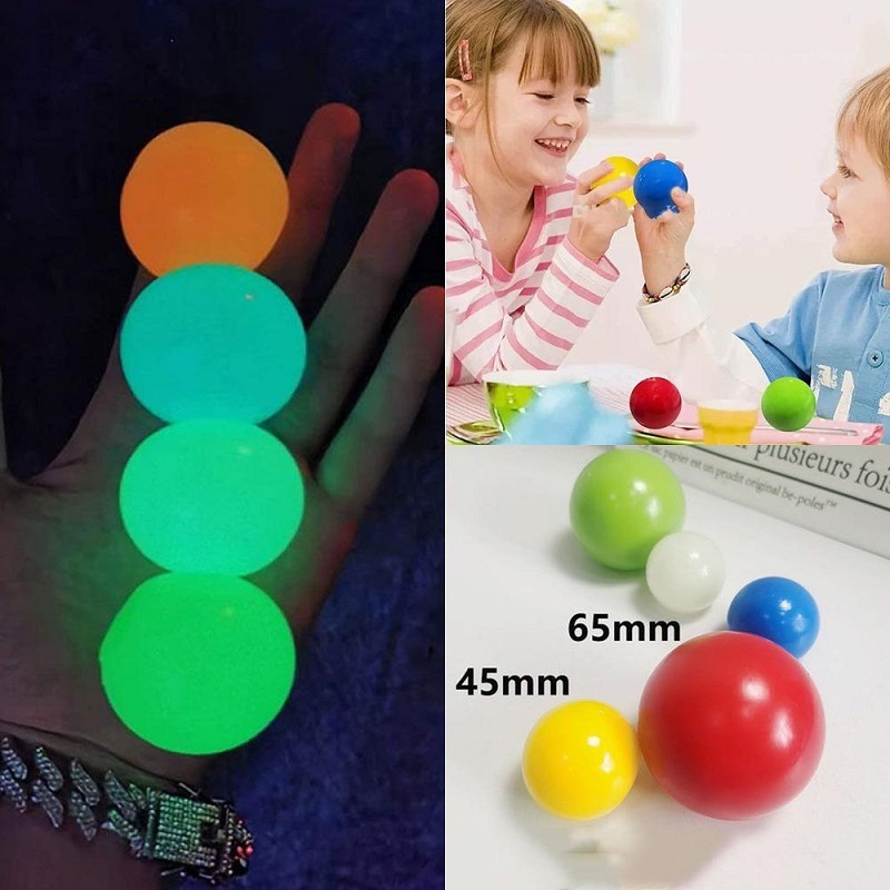 

DHL Luminous Ceiling Balls Stress Relief Sticky Ball Glued Target Ball Night Light Decompression Balls Slowly Squishy Glow Toys for Kids
