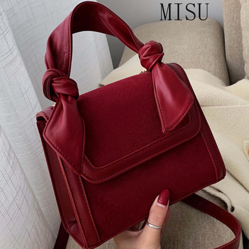 

2021 Winter New Women Shoulder Bag Designer High Quality Suede Leather Messenger Bags Fashion Solid Color Buckle Luxury Handbags, Black