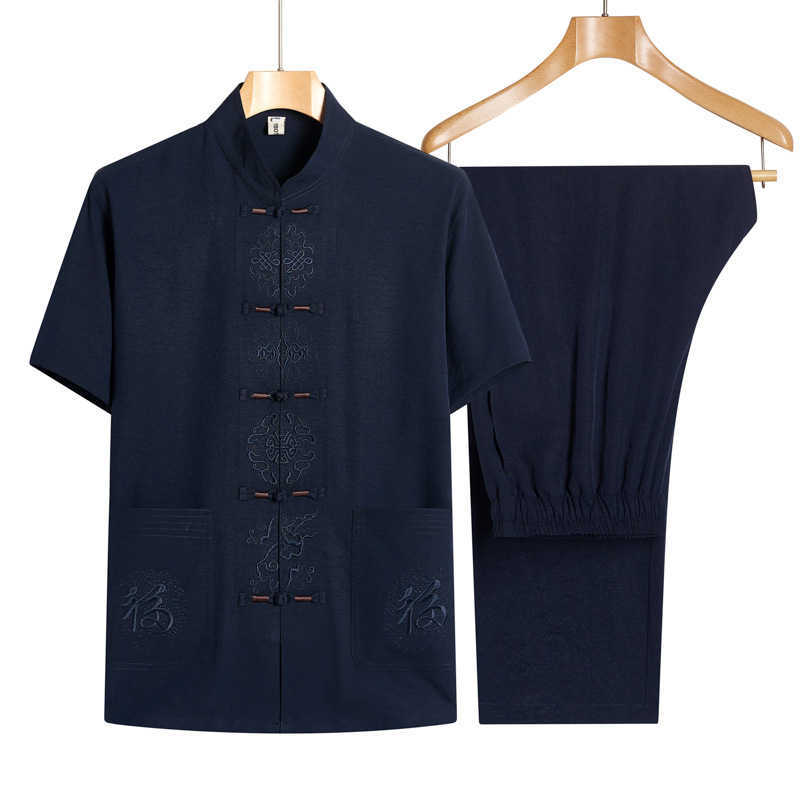 

Chinese style cotton hemp short sleeve summer suit loose suits, 022 light grey