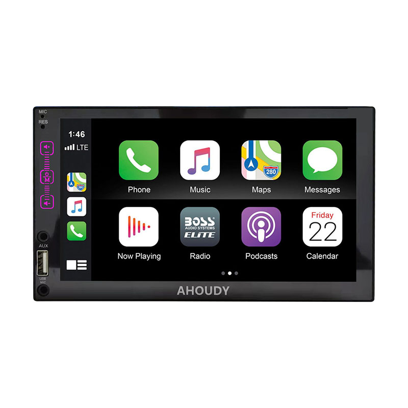Ahoudy 7inch double din car vidéo stéréo compatible avec carplay et Android Auto HD tactile monitor AM FM Car récepteurs audio micro lien miroir