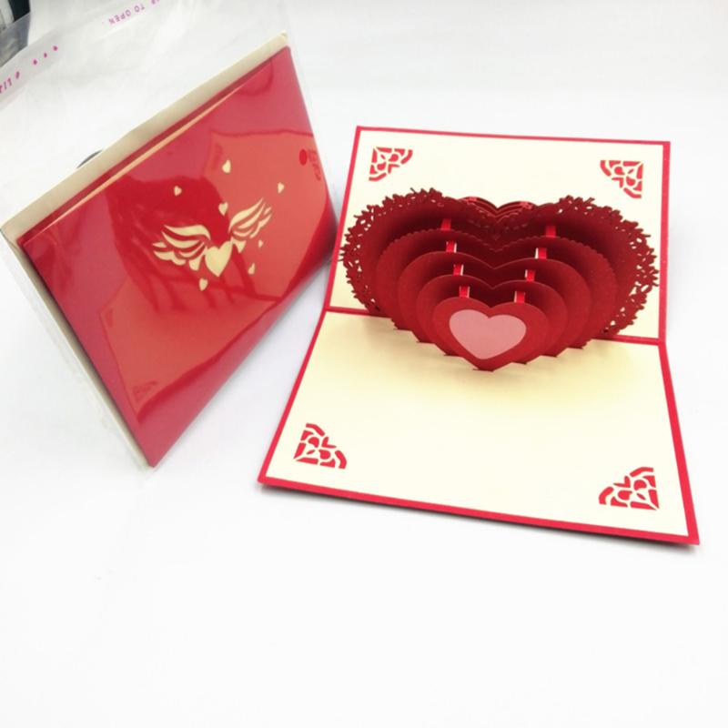 

Handmade 3D Love Heart Greeting Cards for Valentines Lovers Couple's Valentines Day Gift (Red