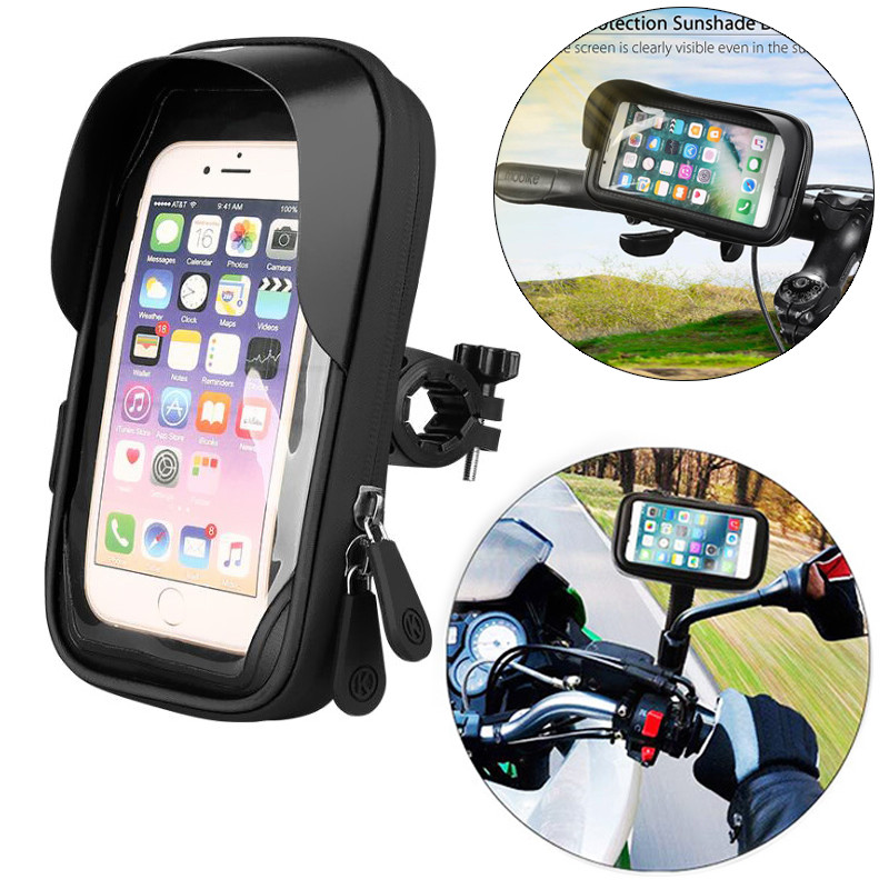 

Outdoor Motorcycle Phone Holder Bicycle Rear View Mirror Stand Mount Waterproof Scooter Motorbike Bag Support Cell