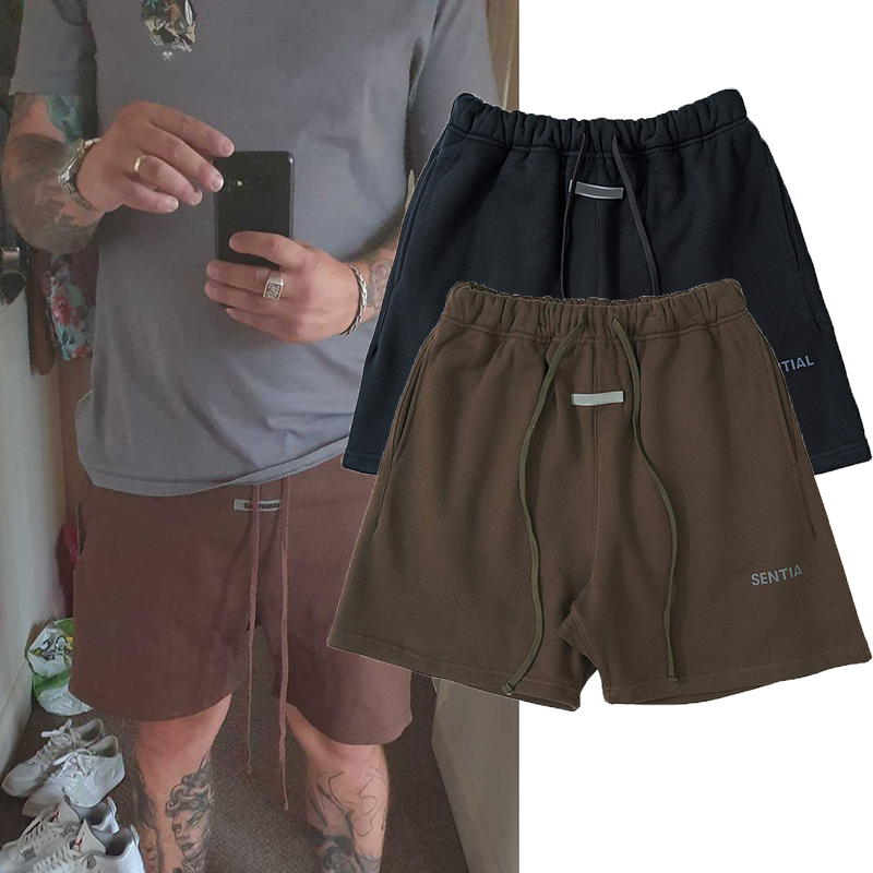 

Spring Summer Europe USA Reflective Shorts Matcha Green Women Men skateboard High quality Cotton Running Middle Pants Jogging Short Sweatpants, Black