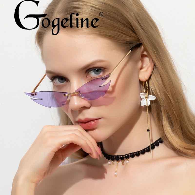 

Sunglasses Rimless Cat Eye Women Men Brand Retro Design Elegant Ladies Fashion Metal Punk Female Vintage Eyewear