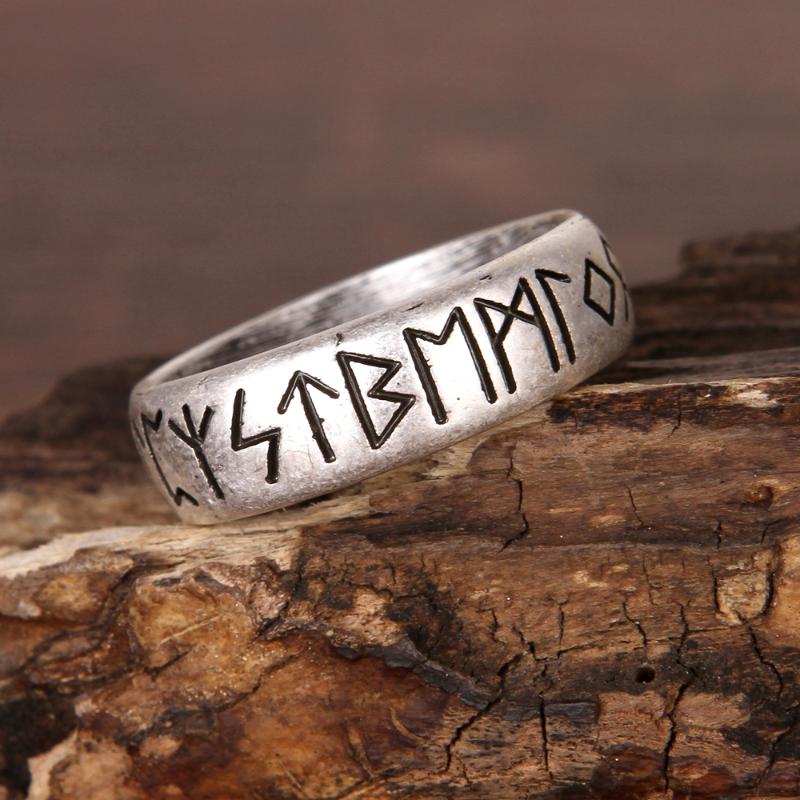 Cluster Rings SanLan Norse Elder Futhark Rune Ring Brass Jewelry For Men Or Women-image-710270443