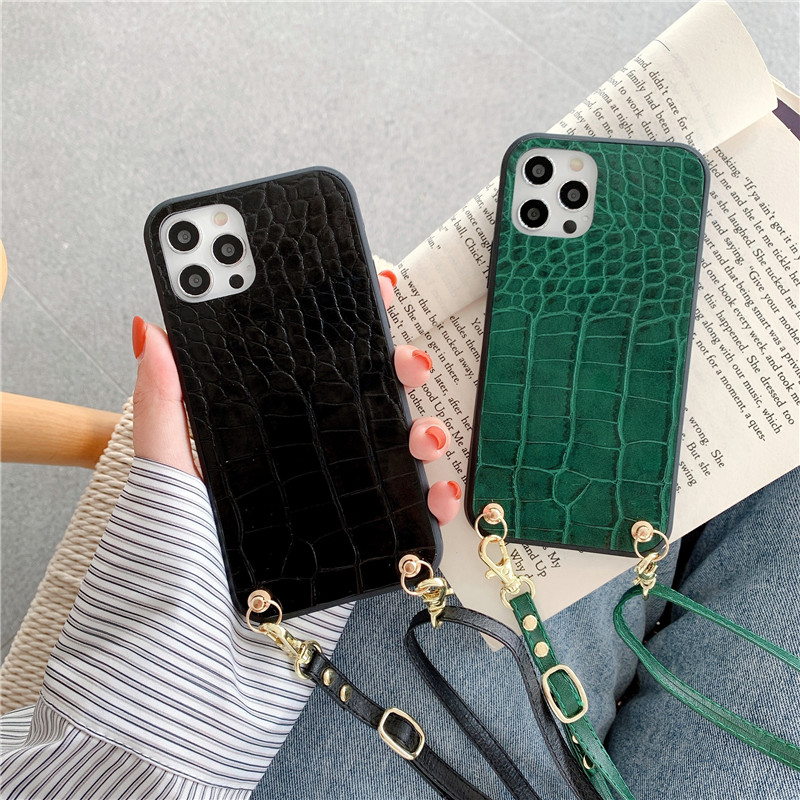 

Luxury Crocodile PU Leather case Crossbody Phone Cases For iPhone 12 pro max 11 ProMax Xs 7 8 Plus Xr X SE Cover Huawei Xiaomi Samsung S20, Mixed color
