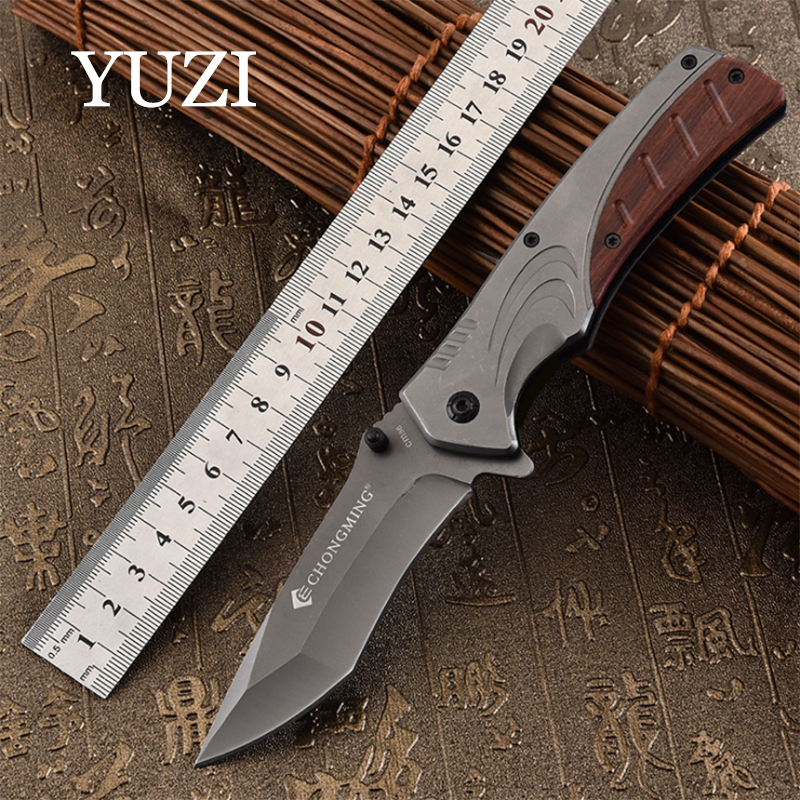 

YUZI Defensive Tactical Folding Knife Stainless Steel Survival Hunting Camping Pocket Knife Hiking Outdoor Tool Titanium blade