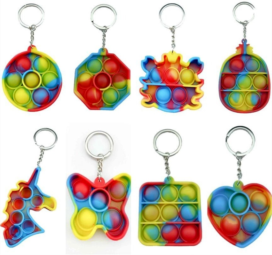 

DHL ship Fidget Toys Key chain bubble keychain Pioneer puzzle silicone decompression anti stress relief Finger toy ball funny shapes GYQ
