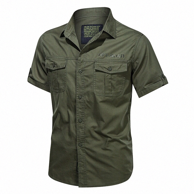 T-shirt Hommes Non-Impression Collier de couleur Solide Collier de couleur Solitive Imprimé quotidien Tops à manches courtes en coton Militaire b