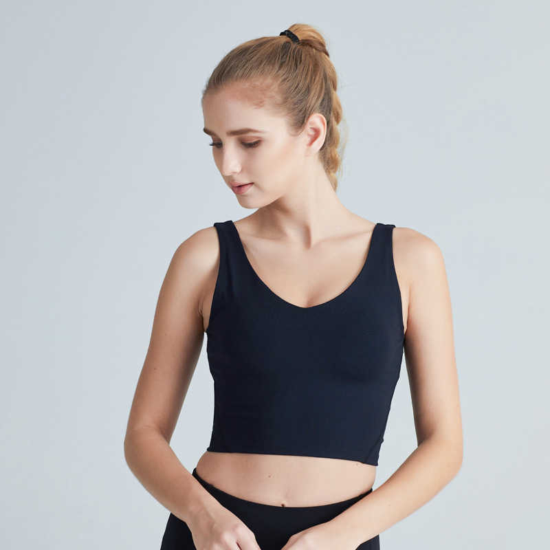 

L-31 Shockproof Sports Bra U Style Sexy Back Women Underwears Yoga Outfits Gathered Shape Fitness Running Vest Breathable Gym Clothes Tank, Black