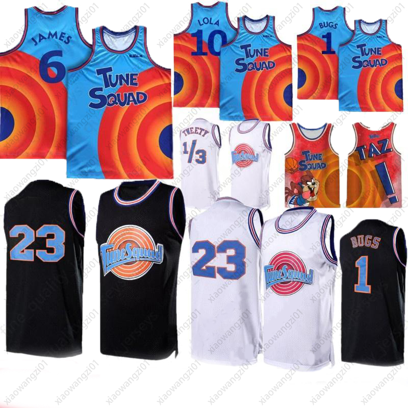 

Lebron 6 James 23 Michael NCAA Basketball Jerseys College 2021 BLUE Bugs Movie Space Jam 2 Tune Squad 10 Lola D.DUCK ! Taz 1/3 Tweety 7 R.RUNNER Men Jersey