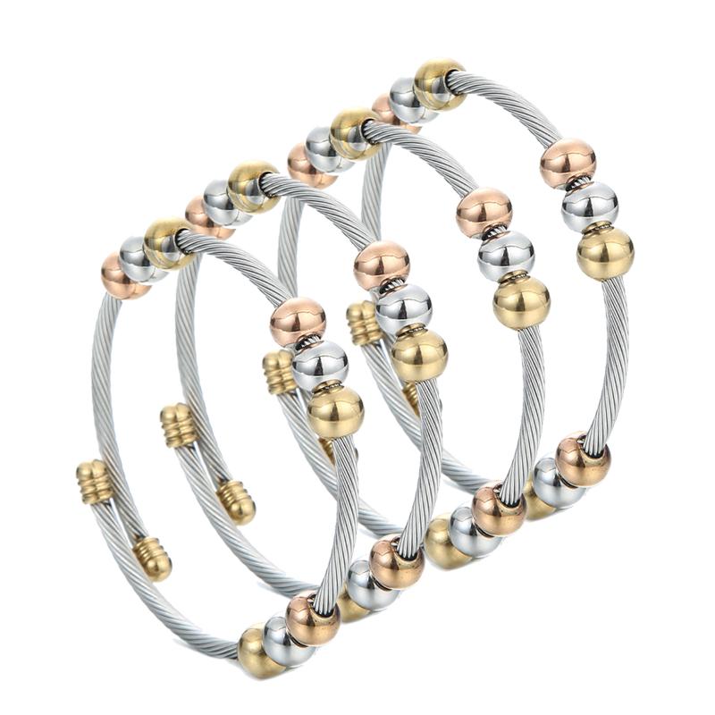 

Bangle 4Pcs Free Size Dubai Silver Gold Beads Charm Bangles For Women Men Unisex Ethiopian Bracelets African Wedding Bride Jewelry