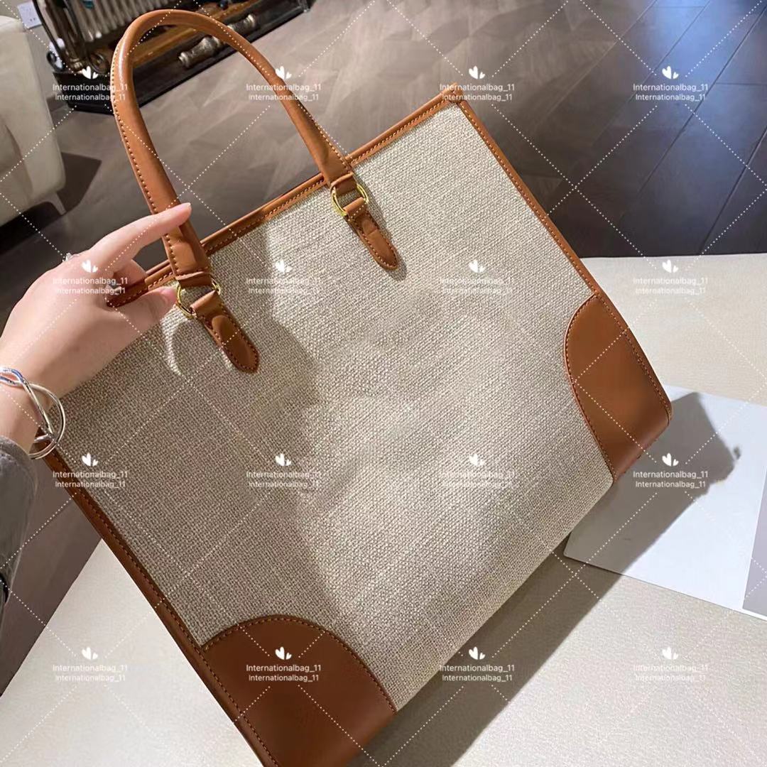 

onthe Solid color fashion bags Plain edge The large capacity canvas tote ladies classic square shopping bag with leather handle for casual, Customize