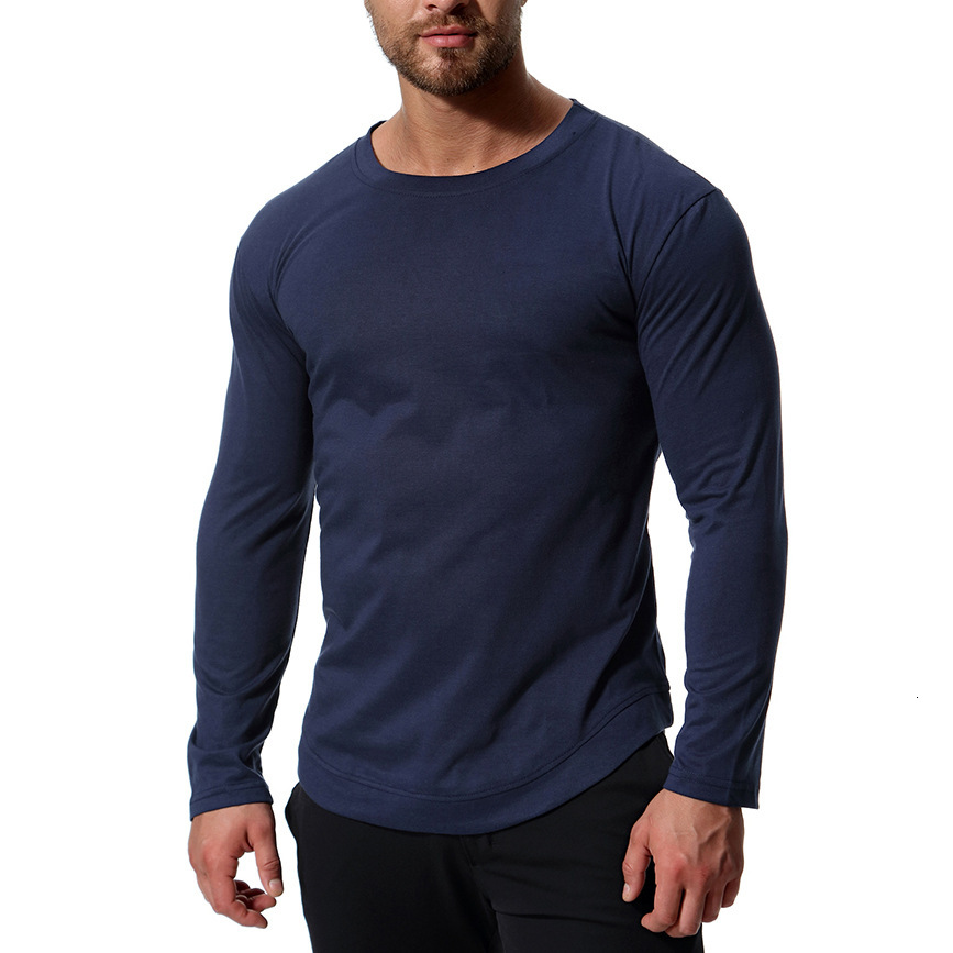 

2021 New Summer Long-sleeved Round Neck t Shirt Trendy Men's T-shirt B3v9, Blue