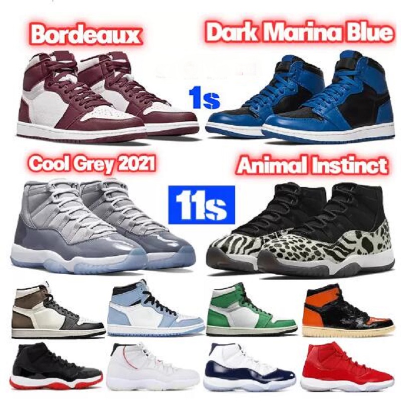 

Mens 1 1s Basketball Shoes Bordeaux 11 11s Cool Grey Animal Instinct University Dark Marina Blue dark mocha UNC Bred Concord 45 men women trainers Designer Sneakers, # 25