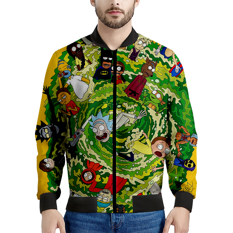 

Cheerful anime pattern men s baseball jacket, high-quality, comfortable, warm, fashionable, travel, sports, party, commute, Green