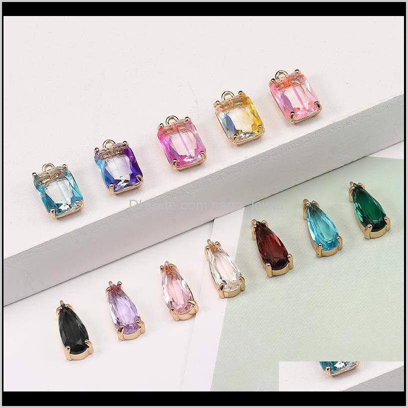 

New Colorful K9 Crystal Waterdrop Square Pendants For Jewelry Making Diy Earrings Necklace Fashion Charms Jewelry Accessories A0H5K Bm2Ax, Bronze;silver