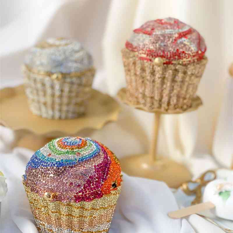 

Net red aqin cake Max dress diamond inlaid girl messenger bankrupt sister Mini fashion cute bag, Pink