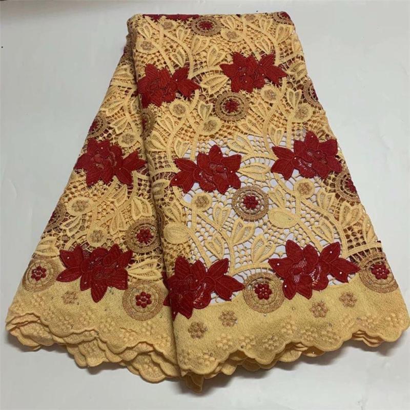 

Ribbon 2021 African Guipure Cord Lace Fabric High Quality French Water Soluble With Stones For Nigerian Dress