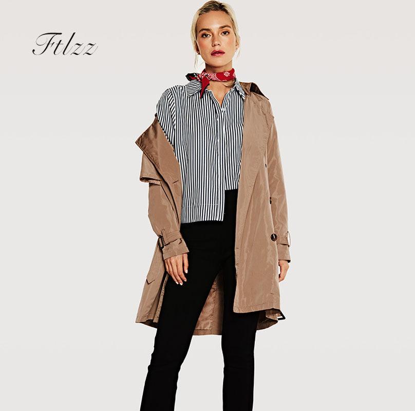 

Women' Trench Coats Women Long Coat 2021 Spring Autumn Sleeved Windbreaker Casual Single-breasted Female Overcoat Casaco Feminino