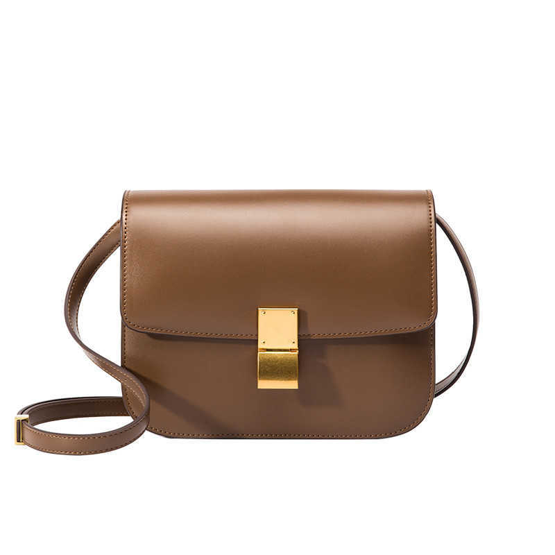 

2021 New Genuine Leather Internet Celebrity Square Bag Box Bag Small CK Small Square Bag Shoulder Messenger Female Versatile Womens, Caramel color large (pana cowhide upgrad