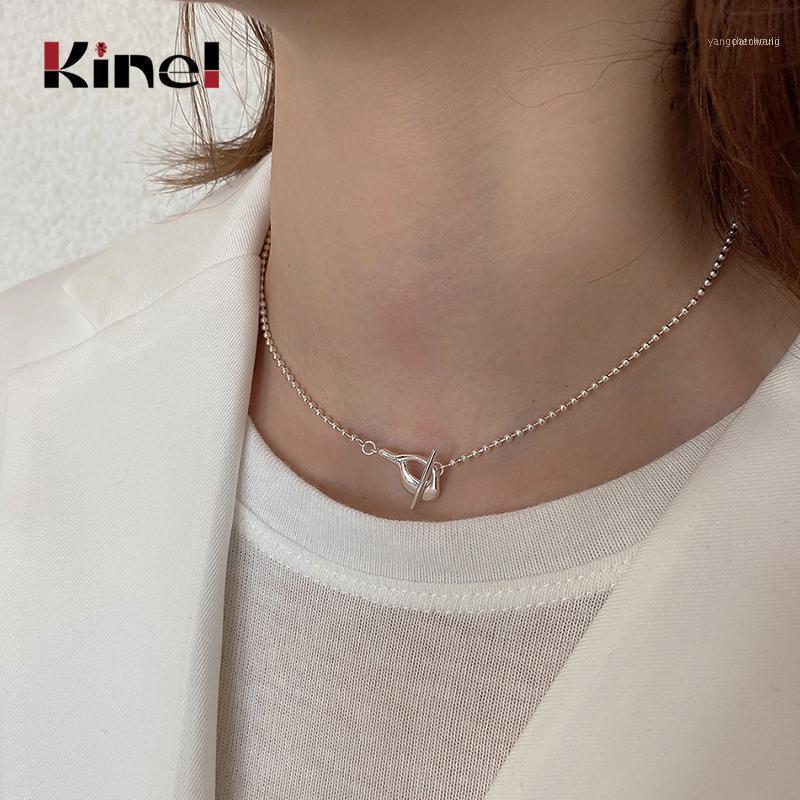 

Kinel Arrive 925 Sterling Silver Irregular Round Beads Chains Around The Neck Jewelry Women Necklace1