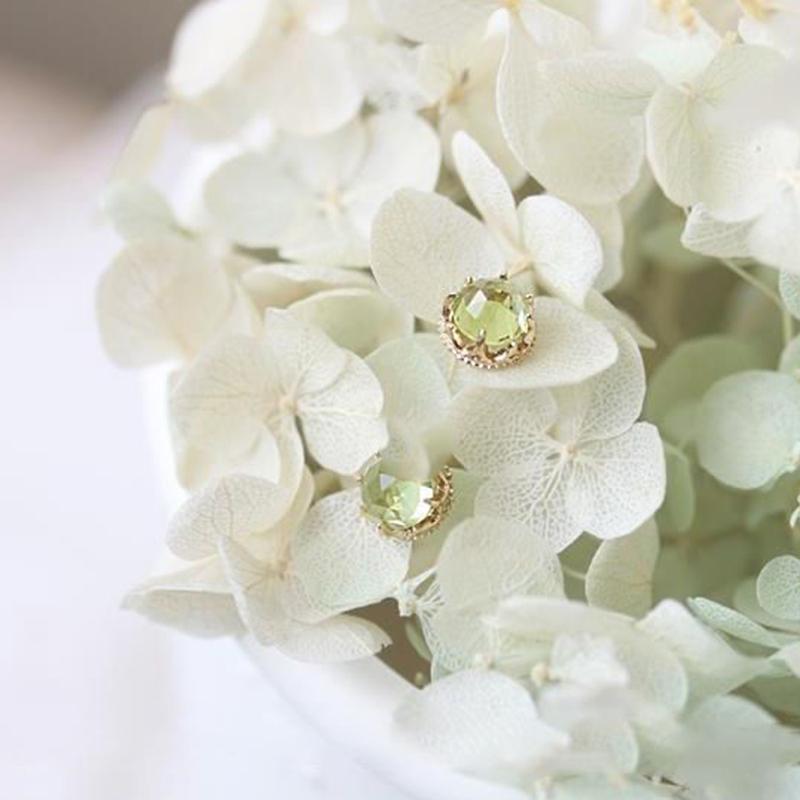 

Stud HML& Three-dimensional Design Silver Suspended Inlaid Green Crystal Geometric Earrings Fresh Temperament Ladies Jewelry, Golden;silver