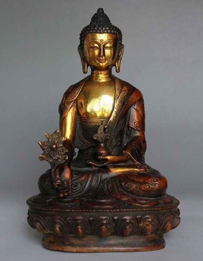 

8 Tibetan Brass Buddhism Bodhisattva Sakyamuni Buddha Statue