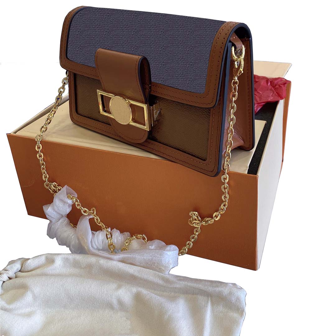 

Luxury designer women's shoulder bag high quality pu leather ladies handbag fashion chain messenger bags female wallet, Brown mni