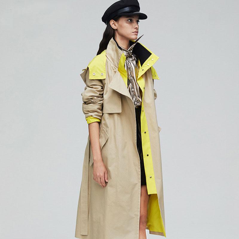 

Women' Trench Coats Autumn Women Coat Cotton With Belt Long Hooded Chic Windproof Casaco Abrigo Streetwear, Gray