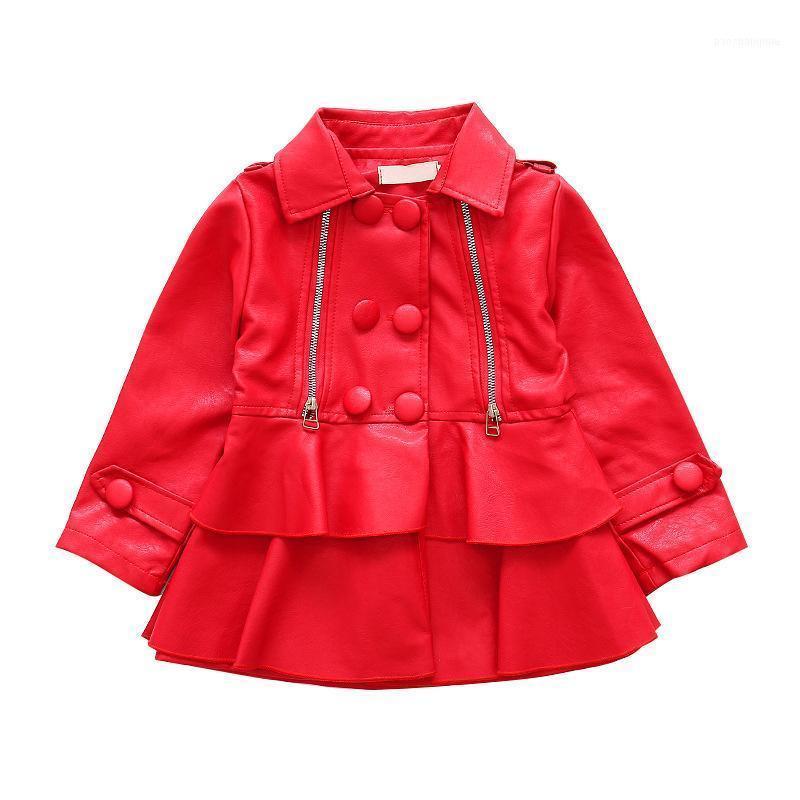 

Jackets 2021 Fashion Baby Girls Outerwear & Coats PU Spring Kids Double-breasted Leather Coat Top Quality1, Blue;gray