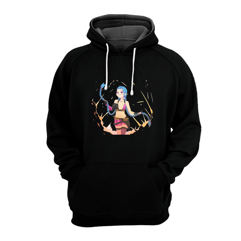 

3D Jinx Hoodie Print Lol Arcane Europe and two-dimensional animation digital printing couple sweater casual street sweater winter pullover, Black