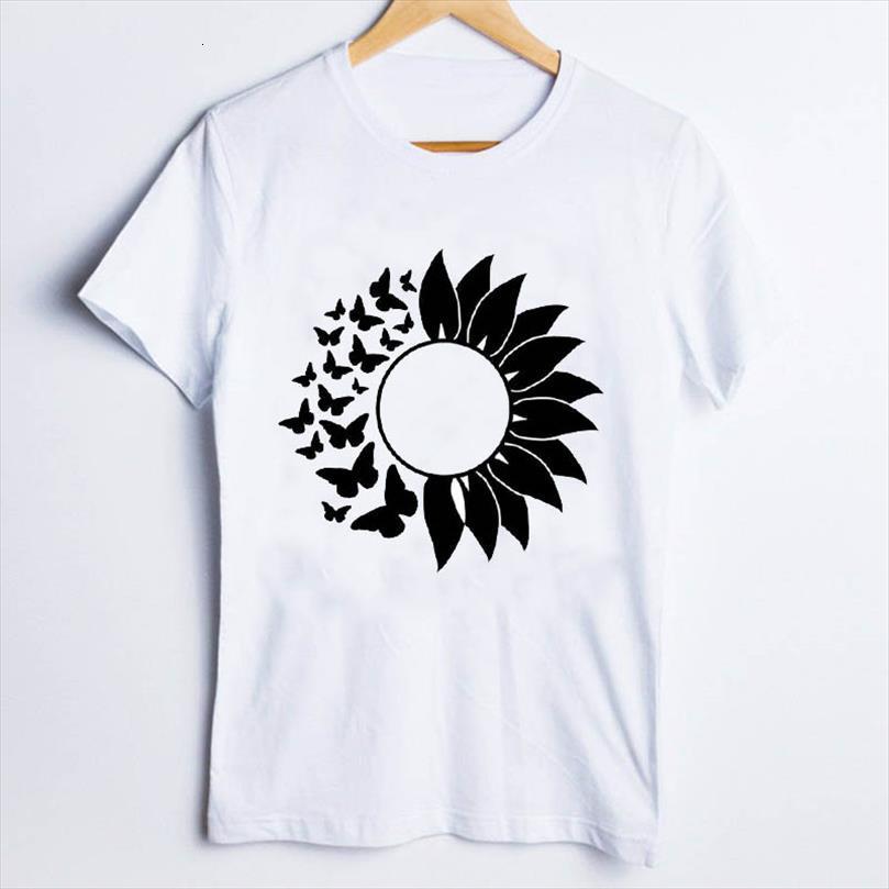

tees and women print womens men t shirts butterfly sunflower 90s floral short sleeve ladies clothes lady clothing female, White;black