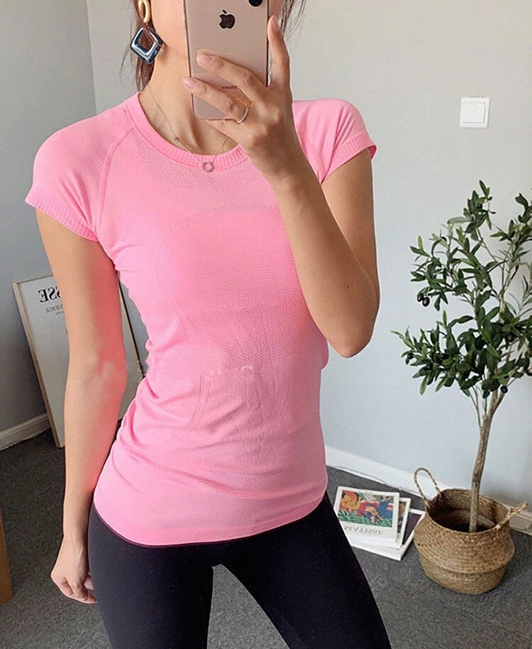 

lu lulu lemon lululemon woman yoga shirt new 2.0 womens short sleeve T-shirt seamless lu swiftly tech top sports breathable suit 2020 G5XU#, White;black