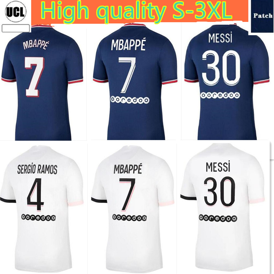 

men soccer jersey 21 22 MBAPPE MESSI football Shirts 2021 2022 SERGIO RAMOS VERRATTI uniforms