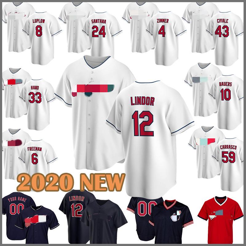 

2020 new Baseball Jersey Indians 12 Francisco Lindor 11 Jose Ramirez 47 Trevor Bauer 30 Joe Carter 22 Jason Kipnis 25 Jim Thome 28 Kluber, Blue;black