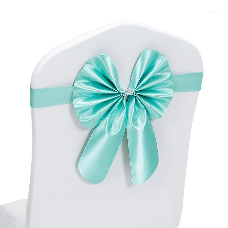 

Sashes RUBIHOME (10pieces/lot) Blue Pink Bowknot Chair Sash Band Silk Ribbon Hair Cover For Wedding Party Chirstmas Decoration