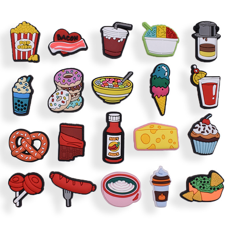 

Drink Food Croc Charms Clog Shoe Accessories Decoration Charm Jibitz Buttons Wristband Decor, White;pink
