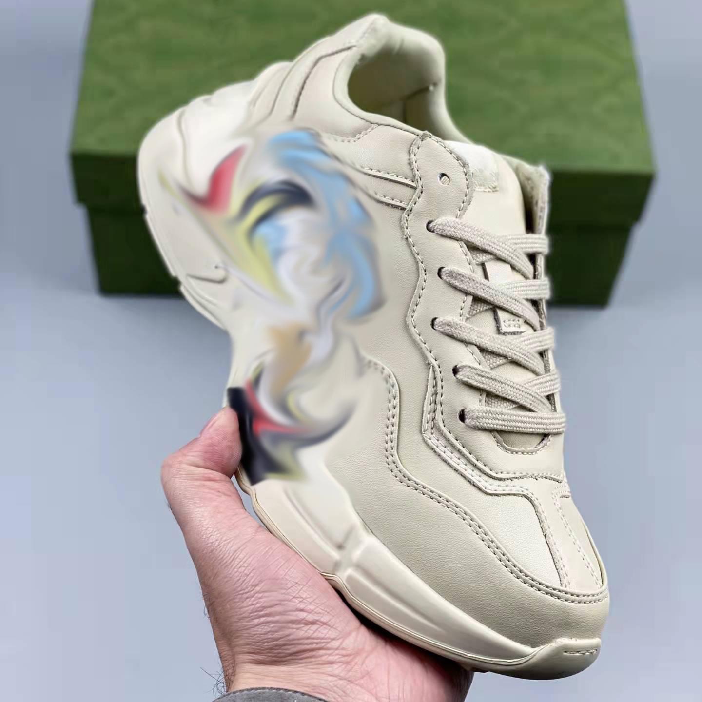 

2022 Classic Design Fashion Rhyton Vintage Shoes Men Women Multicolor Casual Shoes Luxurys Platform Daddy Sneaker