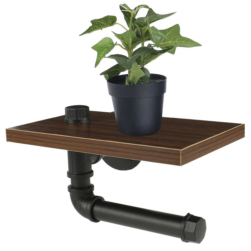 

2021 New Industrial Style Hygienic Roll Support with Shelf Mounted on the Wall Toilet Paper Holder Hook Handle Vintage Bathroom Accessories