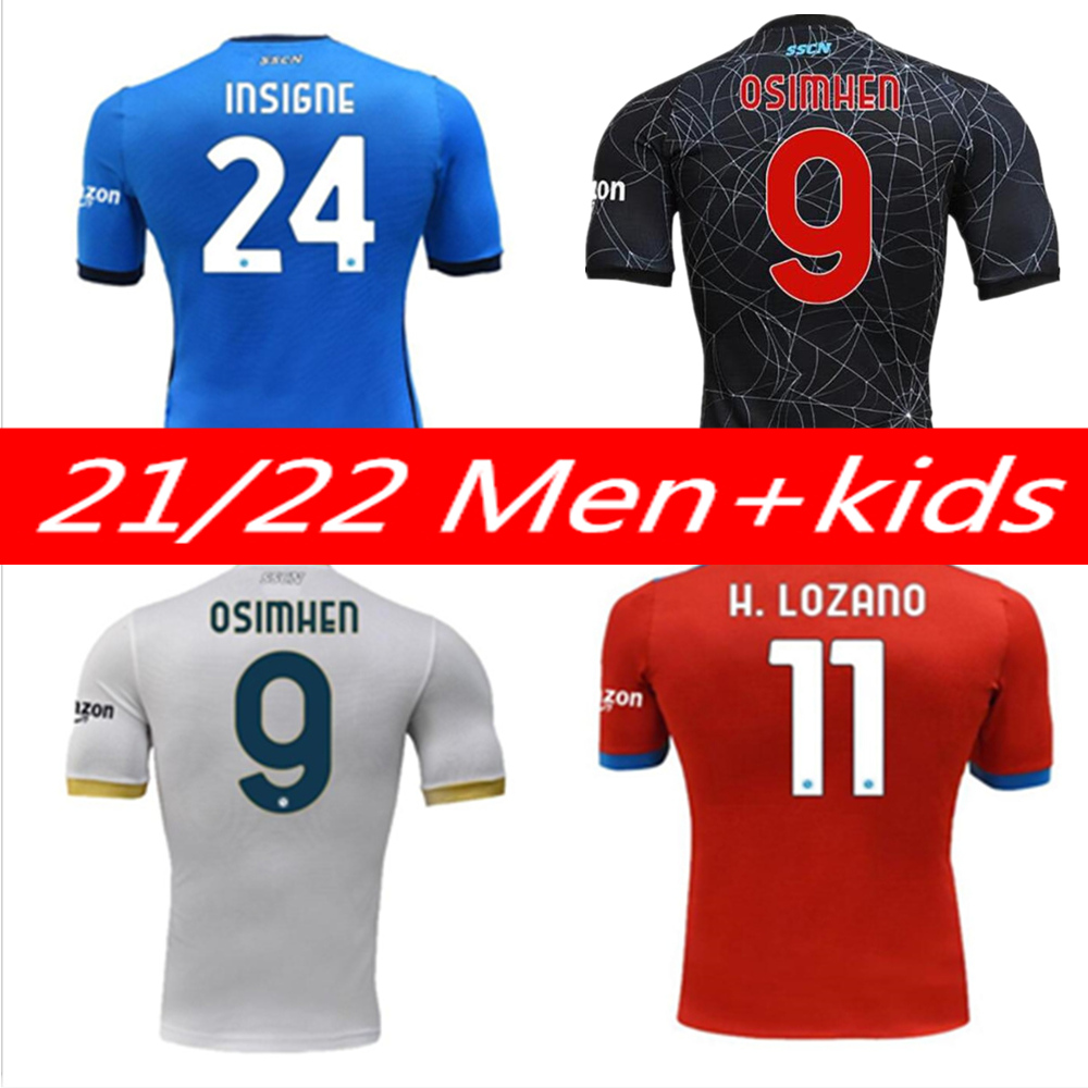 

2021 2022 Napoli Soccer Jerseys Halloween Burlon MARADONA Maglietta da calciatore OSIMHEN INSIGNE 21 22 SSC Naples MAGLIA MERTENS Men Kids Kits Football Shirt Thai