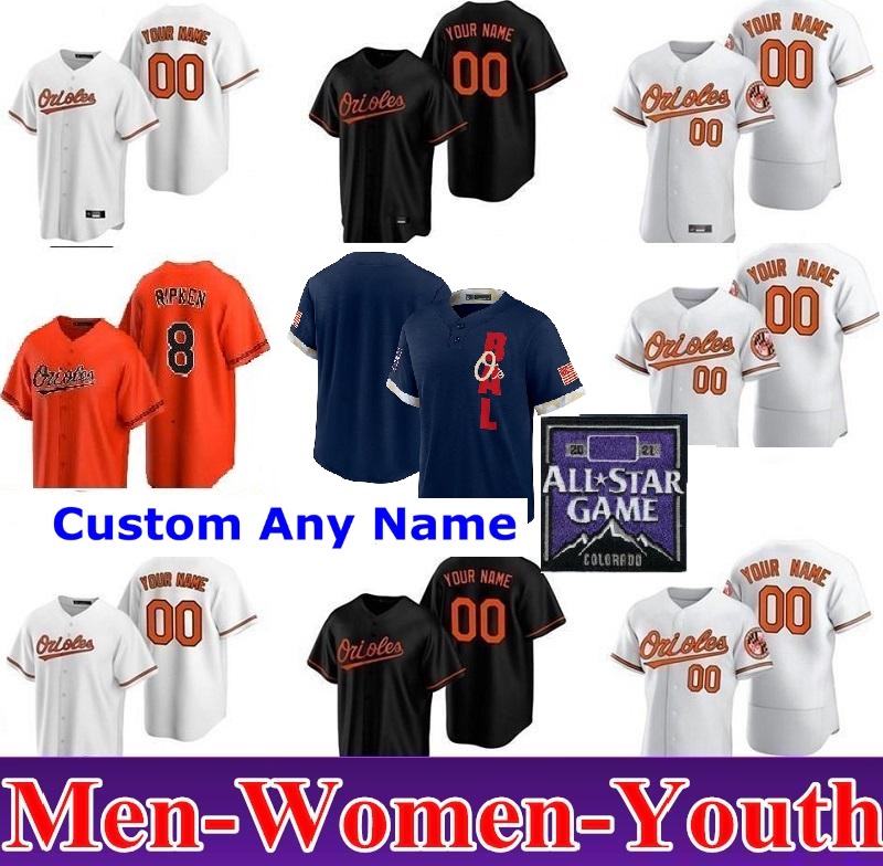 

Baltimores Men Women Youth Orioles 2021 All-Star Game Baseball Jerseys Trey Mancini Renato Nunez Jonathan Villar Pedro Severino Rio Ruiz Cha, Blue;black