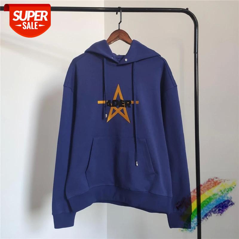 

Embroidery Adererror Hoodie Men Women Ader Error Blue five-pointed star Sweatshirts 1:1 High Quality Cotton Pullover #4h43, Black