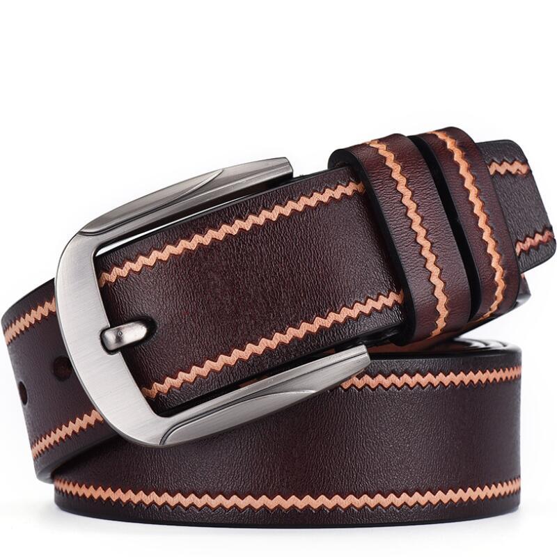 

Belts Style Men Genuine Leather Belt High Quality Retro Pin Buckle BusinessMetal Drop, Black