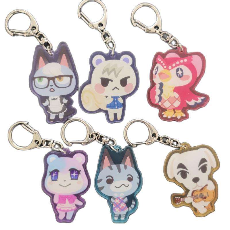 

Keychains Animal Friends Association Anime Crossing Keychain Double-sided Acrylic Pendant Keyring Gifts