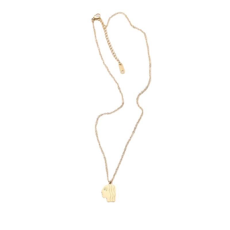 Pendant Necklaces Stainless Steel Fashion Roman Face Necklace Women Gold Coin Round Card With For Women's 2021 Jewelry-image-719934974