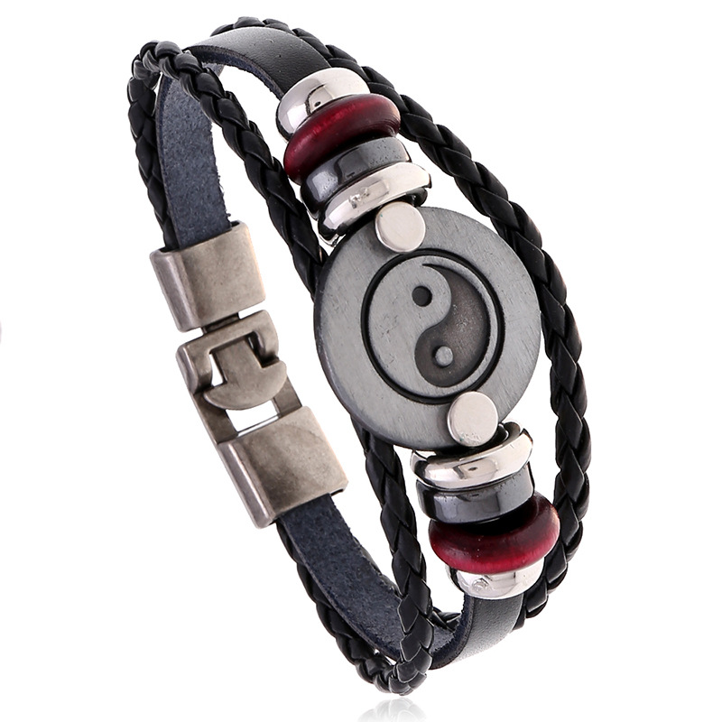 

Retro Yinyang Bracelet Mulltilayer charm Leather Bracelets women men fashion jewelry will and sandy