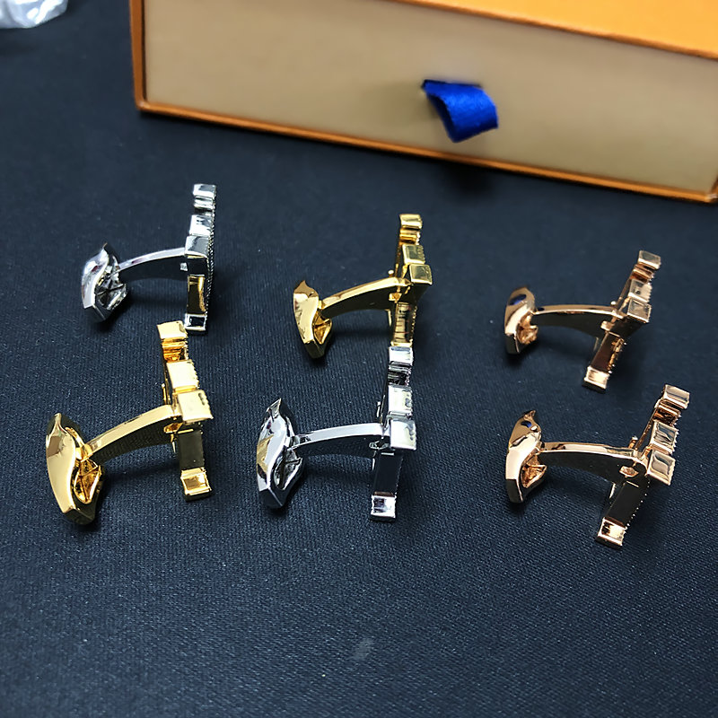 

Luxury shirt Cuff Links for Men Classic French Cufflinks High Quality with Stamp silver gold rose-gold Fashion Jewelry
