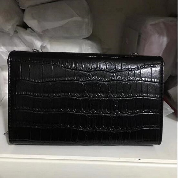 

Top quality ladies shoulder black and silver tote bag chain solid color handbag messenger twallet